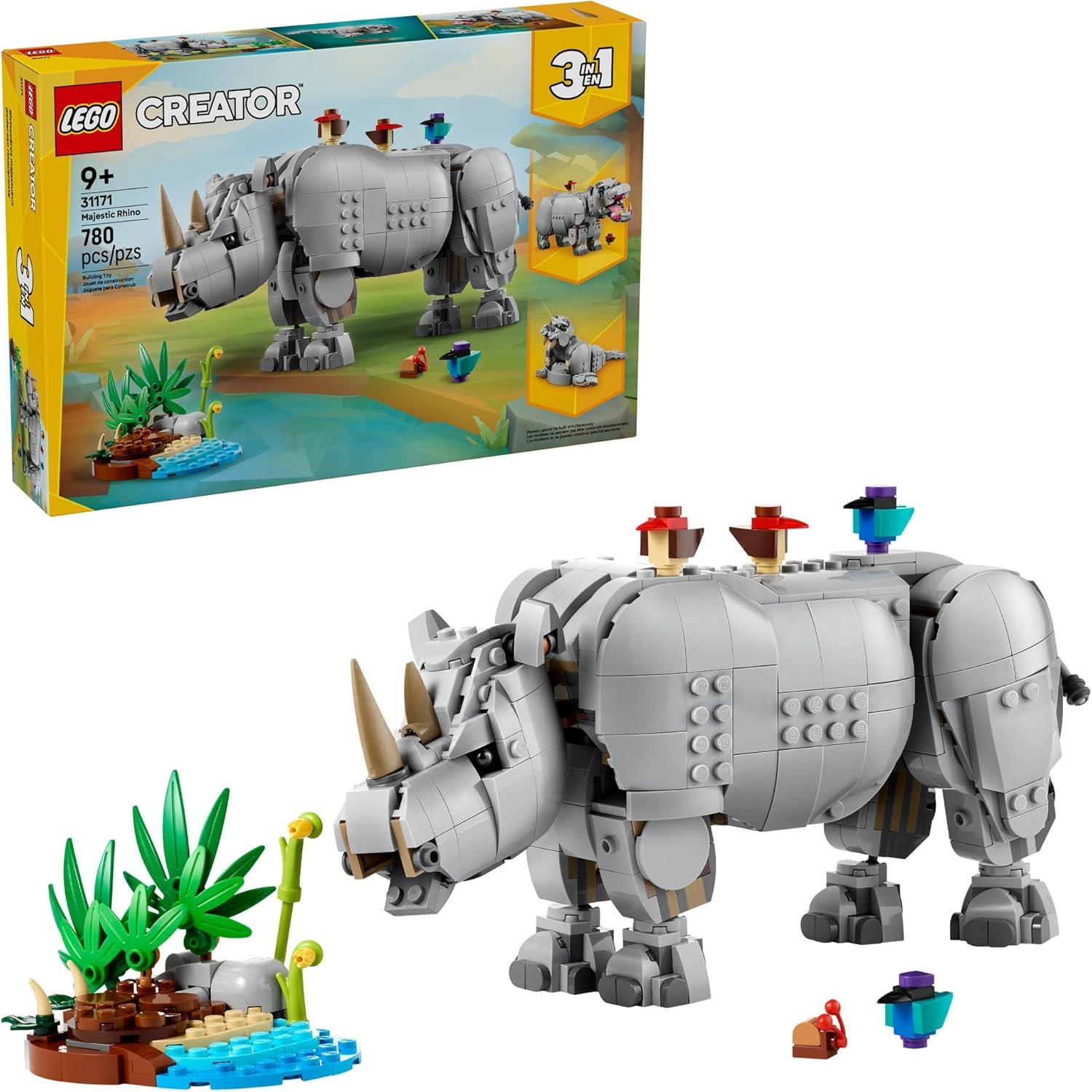 LEGO Creator 3 in 1 Wild Animals: Majestic Rhino with Birds